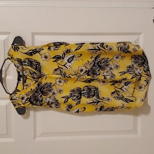 Yellow floral sleeveless blouse